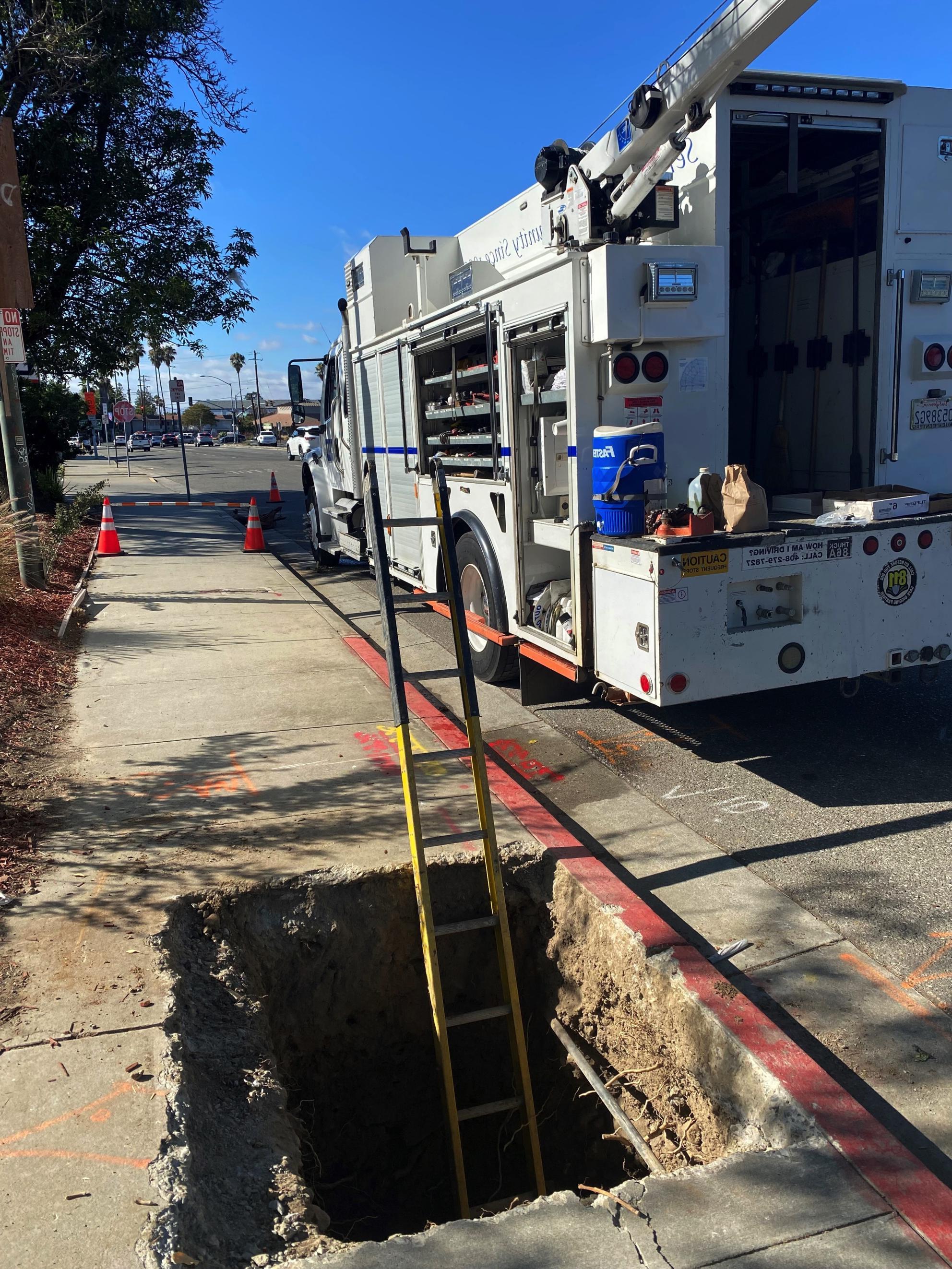 Hydrant replacement excavation site